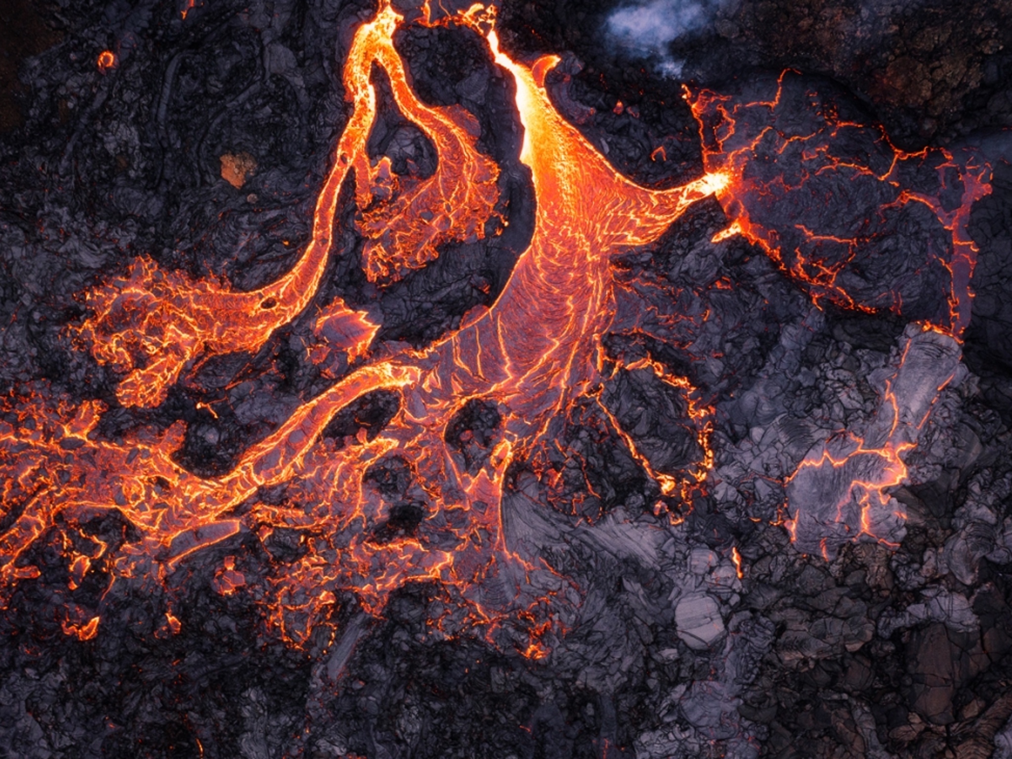 Molten lava from a volcano